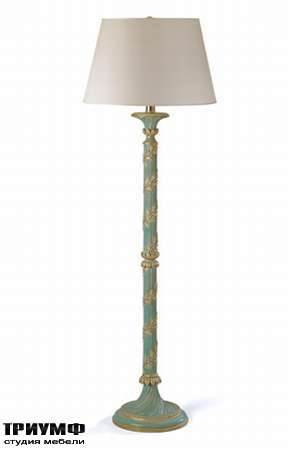 Итальянская мебель Chelini - Торшер с цветочным орнаментом, голубое с золотом