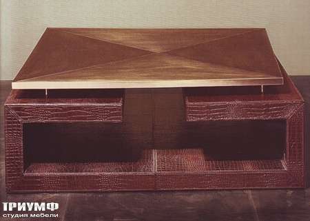 Итальянская мебель Rugiano - Стол журнальный квадратный Twins, материал – кожа, металл