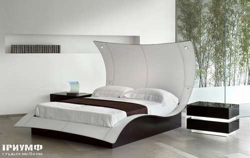 Итальянская мебель Reflex Angelo - Кровать с полукруглой спинкой butterfly в коже new