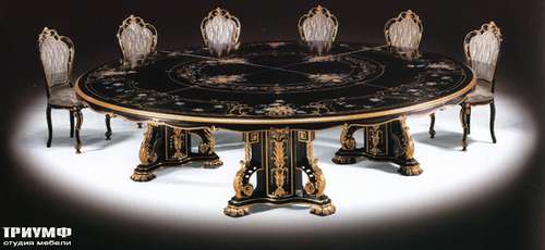 Итальянская мебель Citterio Fratelli - Стол круглый на трёх базах с интарсией