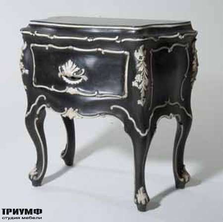 Итальянская мебель Chelini - Прикроватная тумба с ящиком, лак, серебро