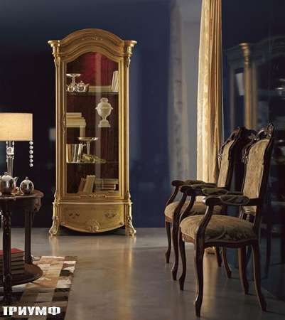 Итальянская мебель Grilli - витрина золотоя с ручной росписью
