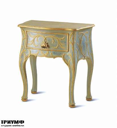 Итальянская мебель Chelini - Тумбочка с 1 ящиком, дерево, золото