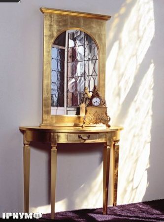 Итальянская мебель Tonin casa - консоль и зеркало в сусальном золоте