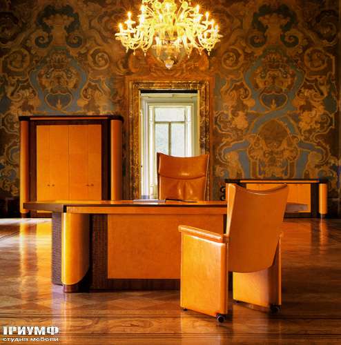 Итальянская мебель Mascheroni - Стол  Planet с двумя тумбами, кожа 
