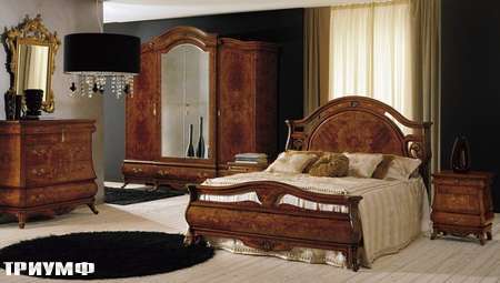 Итальянская мебель Grilli - Кровать с инкрустированным изголовьем 
