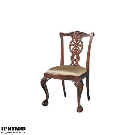 Американская мебель Maitland-Smith - Carved Polished Mahogany Finish Chippendale Side Chair