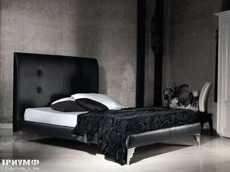 Итальянская мебель Noir Cattelan Italia - Кровать Nathan в черной коже с простёжкой