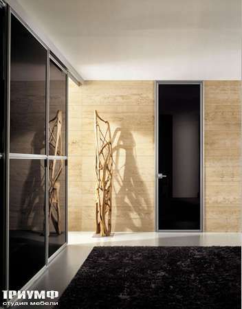 Итальянская мебель Longhi - Дверь распашная Wind, черное лаковое стекло