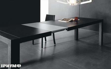 Итальянская мебель Presotto - стол Opla в разложенном состоянии,  серый дуб